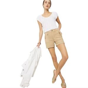 WHBM white house black market khaki zippered rolled‎ hem shorts size 4